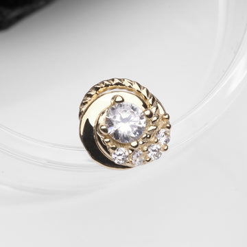 Detail View 1 of 14 Karat Gold Sparkle Tiered Swirl Dermal Anchor Top Part-Clear Gem